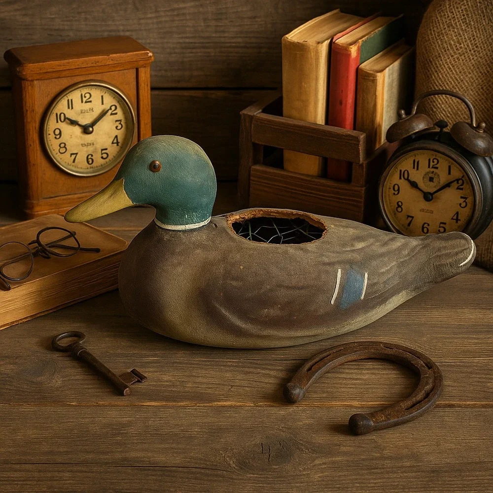 Vintage 1948 Victor Veri-Lite Mallard Decoy –‎ Canvas Over Wire, Lititz PA